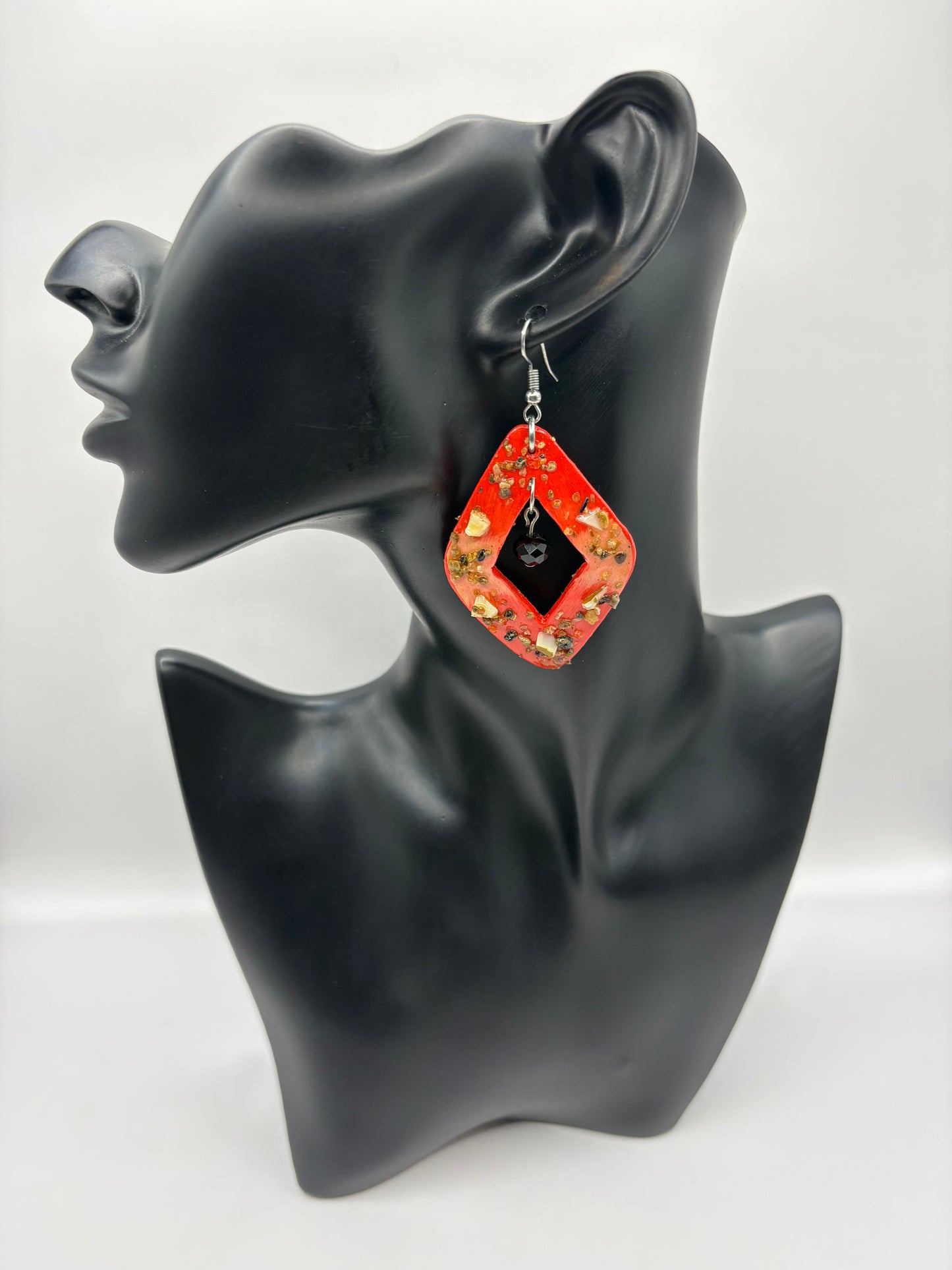 Diamond Shape Coconut Shell Earrings